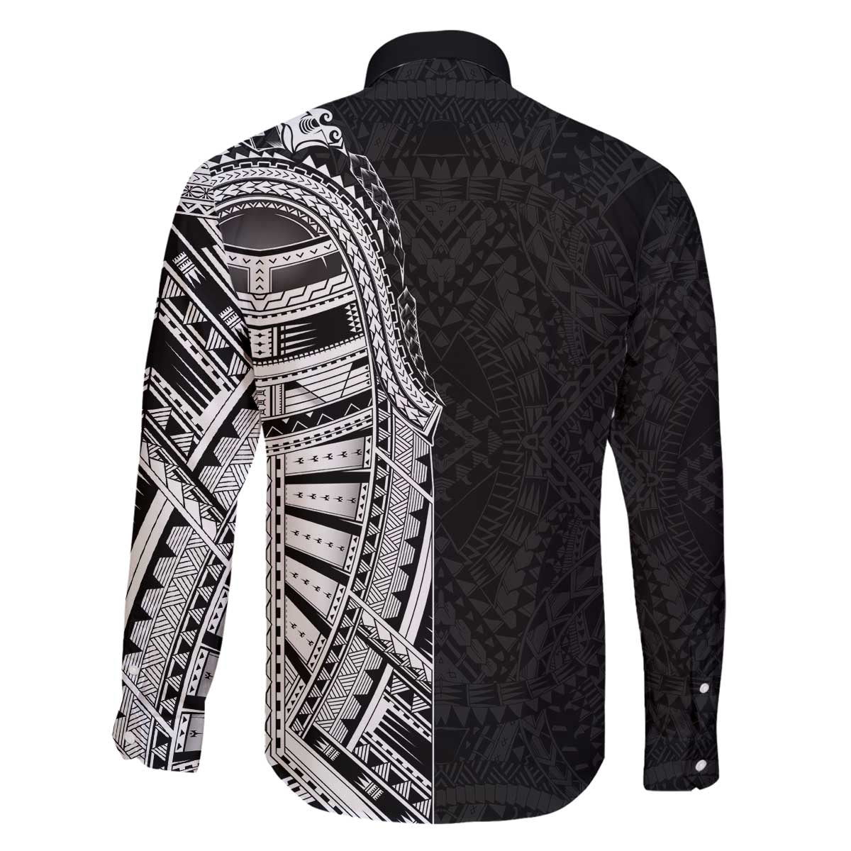 Traditional Polynesian Art Tattoos Family Matching Off The Shoulder Long Sleeve Dress and Hawaiian Shirt Black Color - Polynesian Pride