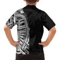 Traditional Polynesian Art Tattoos Family Matching Short Sleeve Bodycon Dress and Hawaiian Shirt Black Color - Polynesian Pride