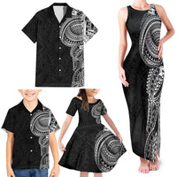 Traditional Polynesian Art Tattoos Family Matching Tank Maxi Dress and Hawaiian Shirt Black Color - Polynesian Pride