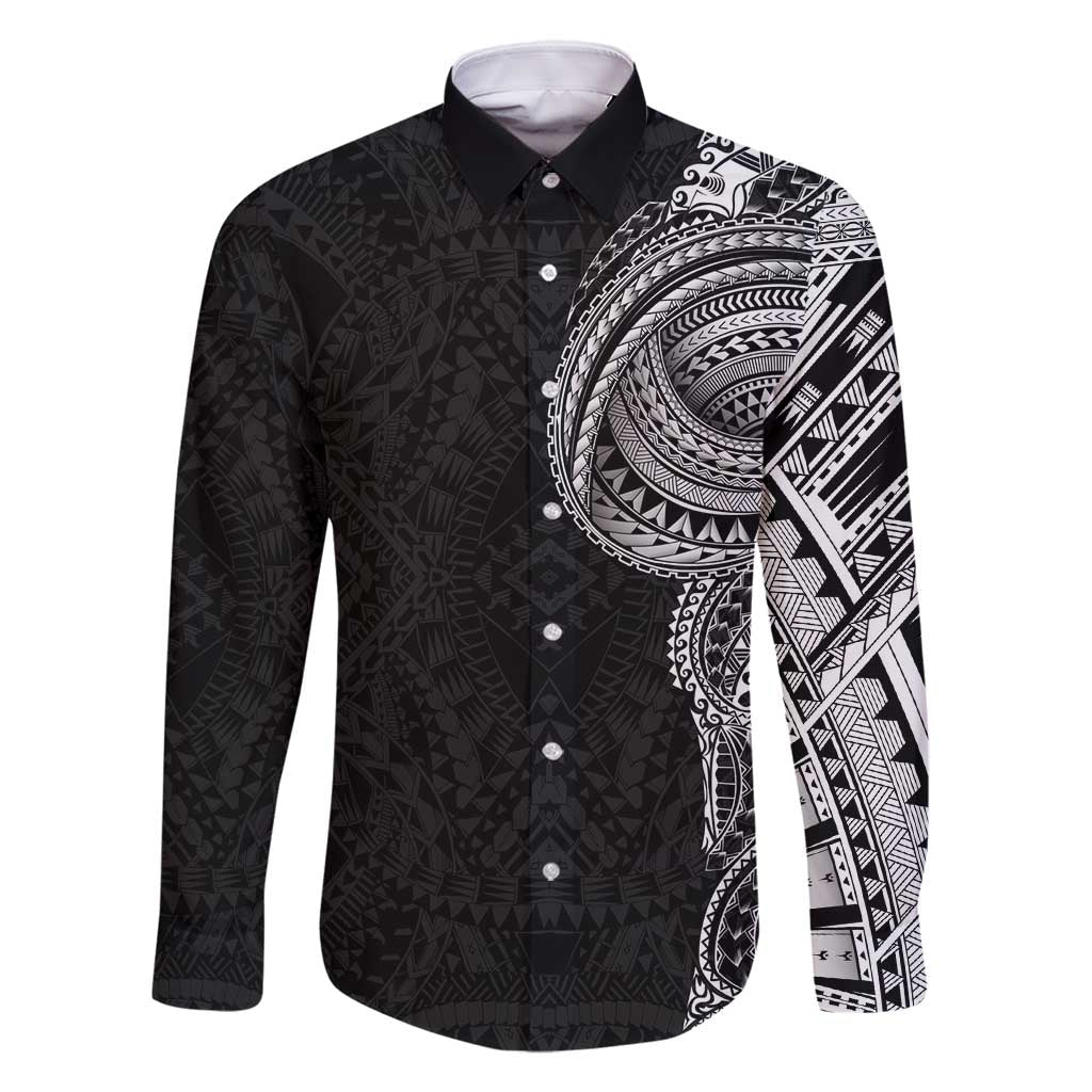 Traditional Polynesian Art Tattoos Family Matching Tank Maxi Dress and Hawaiian Shirt Black Color - Polynesian Pride