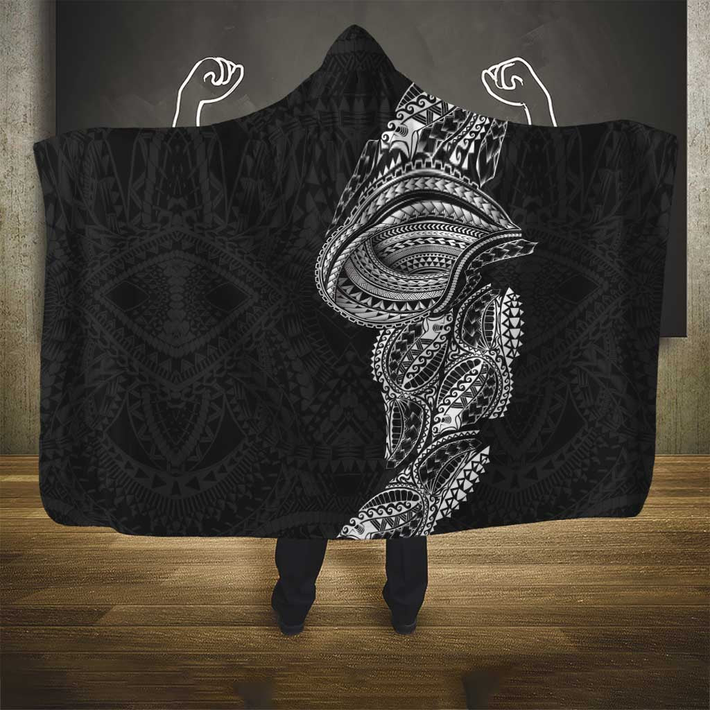 Traditional Polynesian Art Tattoos Hooded Blanket Black Color - Polynesian Pride
