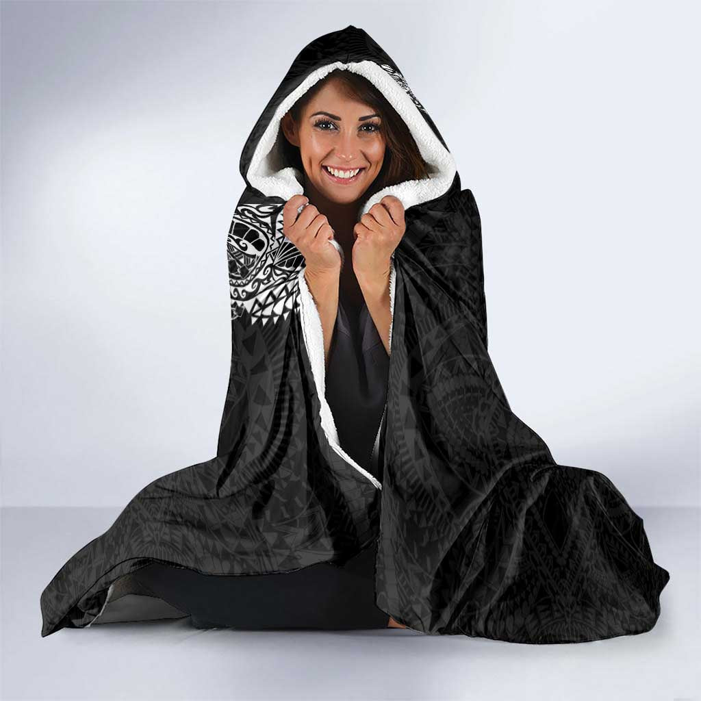 Traditional Polynesian Art Tattoos Hooded Blanket Black Color - Polynesian Pride