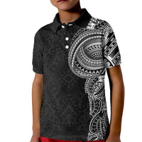 Traditional Polynesian Art Tattoos Kid Polo Shirt Black Color - Polynesian Pride