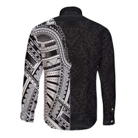 Traditional Polynesian Art Tattoos Long Sleeve Button Shirt Black Color - Polynesian Pride