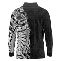 Traditional Polynesian Art Tattoos Long Sleeve Polo Shirt Black Color - Polynesian Pride