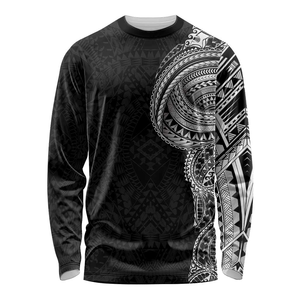 Traditional Polynesian Art Tattoos Long Sleeve Shirt Black Color - Polynesian Pride