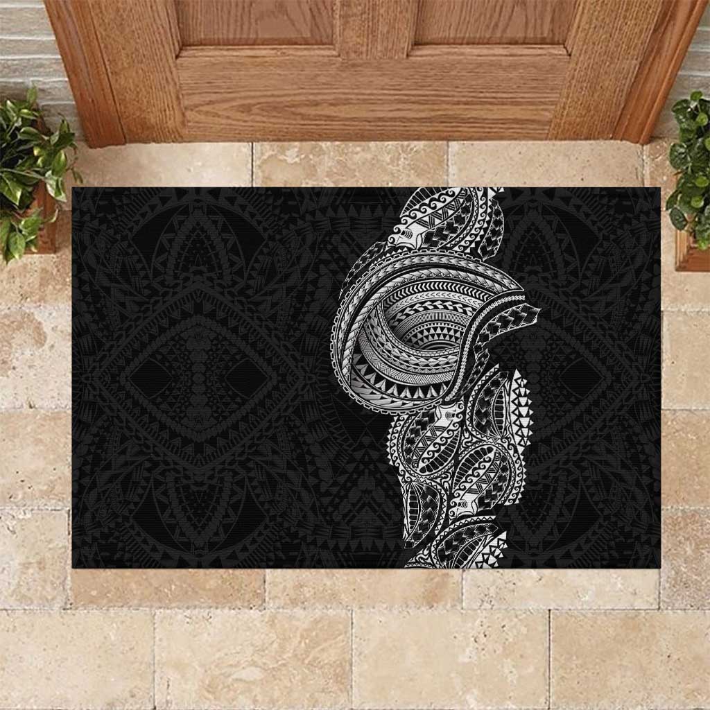 Traditional Polynesian Art Tattoos Rubber Doormat Black Color - Polynesian Pride