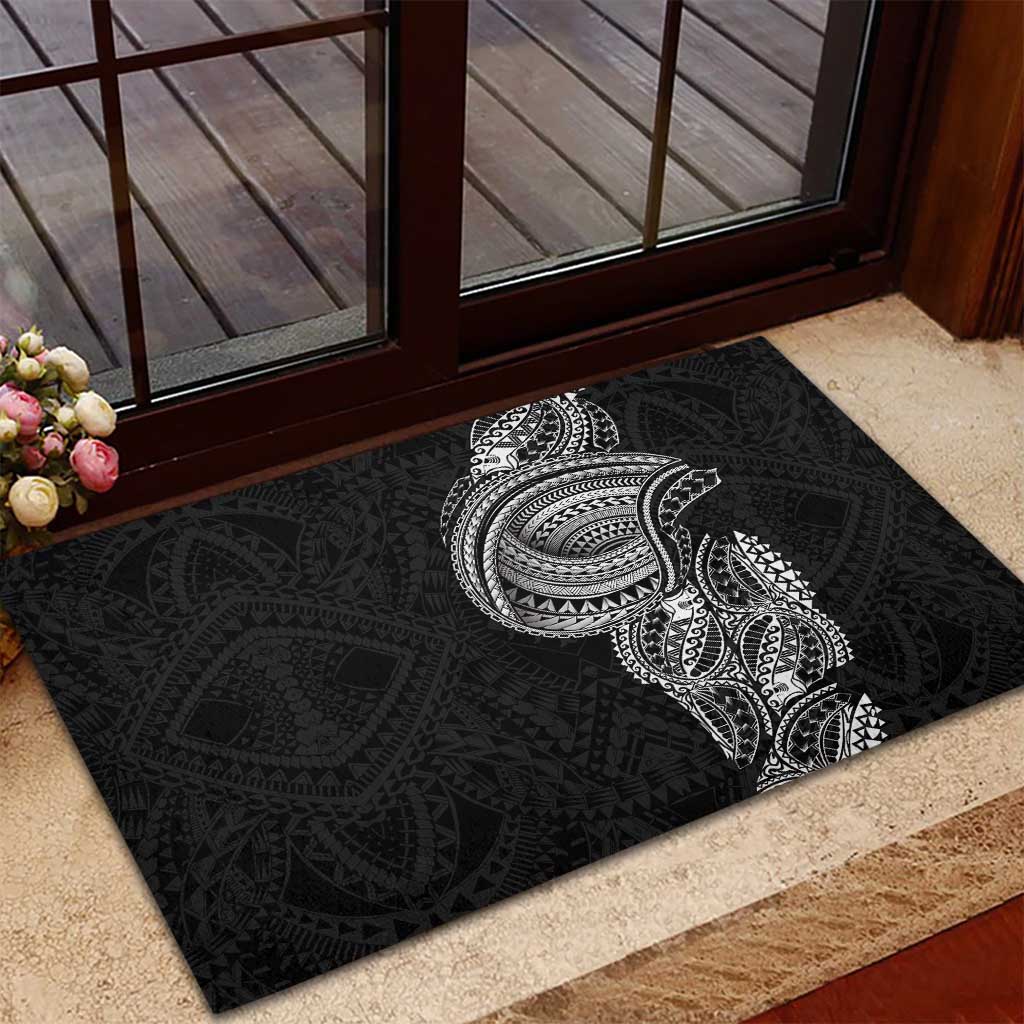 Traditional Polynesian Art Tattoos Rubber Doormat Black Color - Polynesian Pride