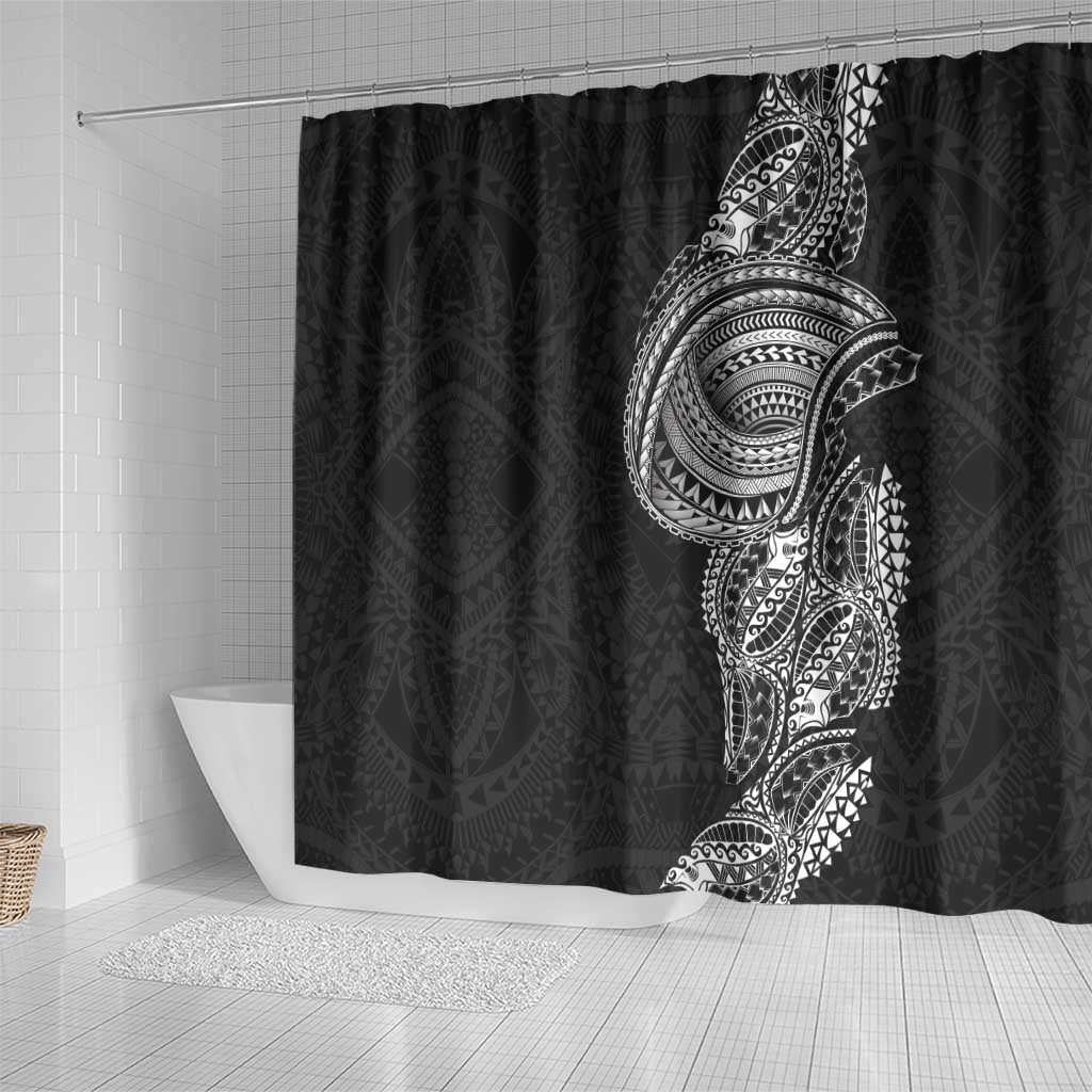 Traditional Polynesian Art Tattoos Shower Curtain Black Color - Polynesian Pride