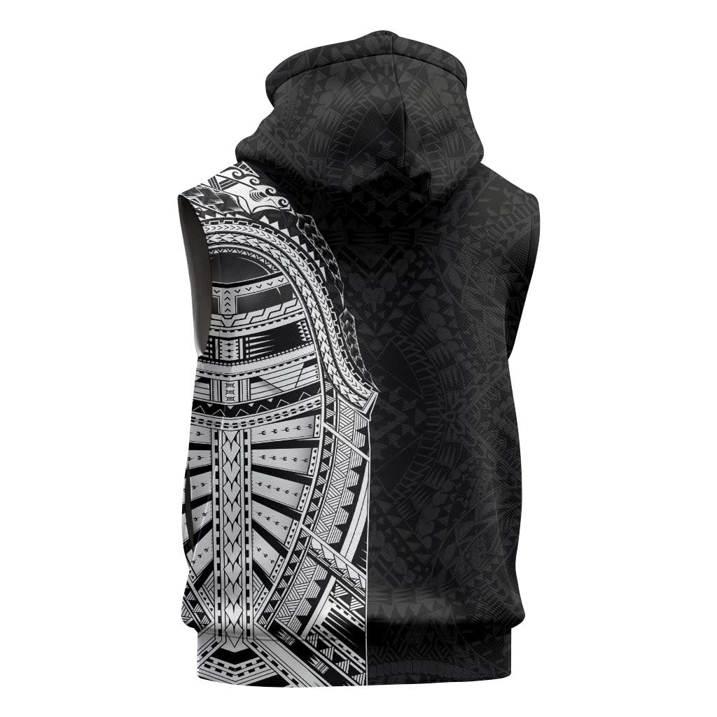 Traditional Polynesian Art Tattoos Sleeveless Zip Hoodie Black Color - Polynesian Pride