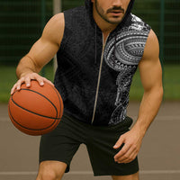 Traditional Polynesian Art Tattoos Sleeveless Zip Hoodie Black Color - Polynesian Pride