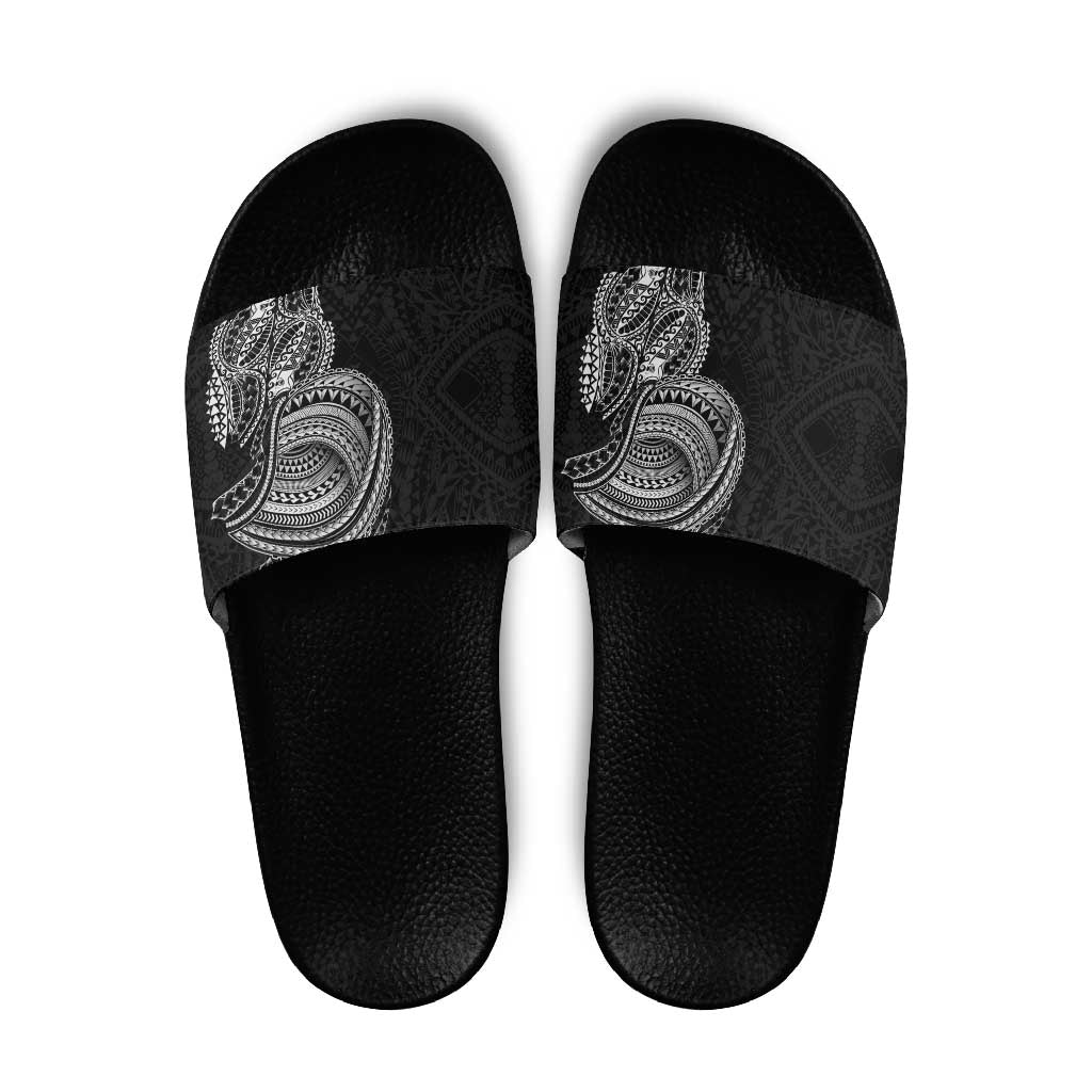 Traditional Polynesian Art Tattoos Slide Sandals Black Color - Polynesian Pride