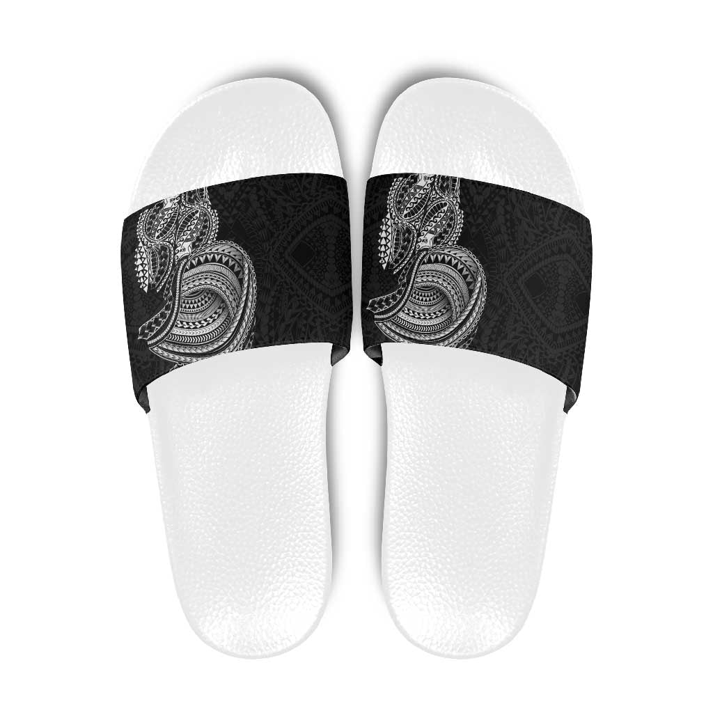 Traditional Polynesian Art Tattoos Slide Sandals Black Color - Polynesian Pride