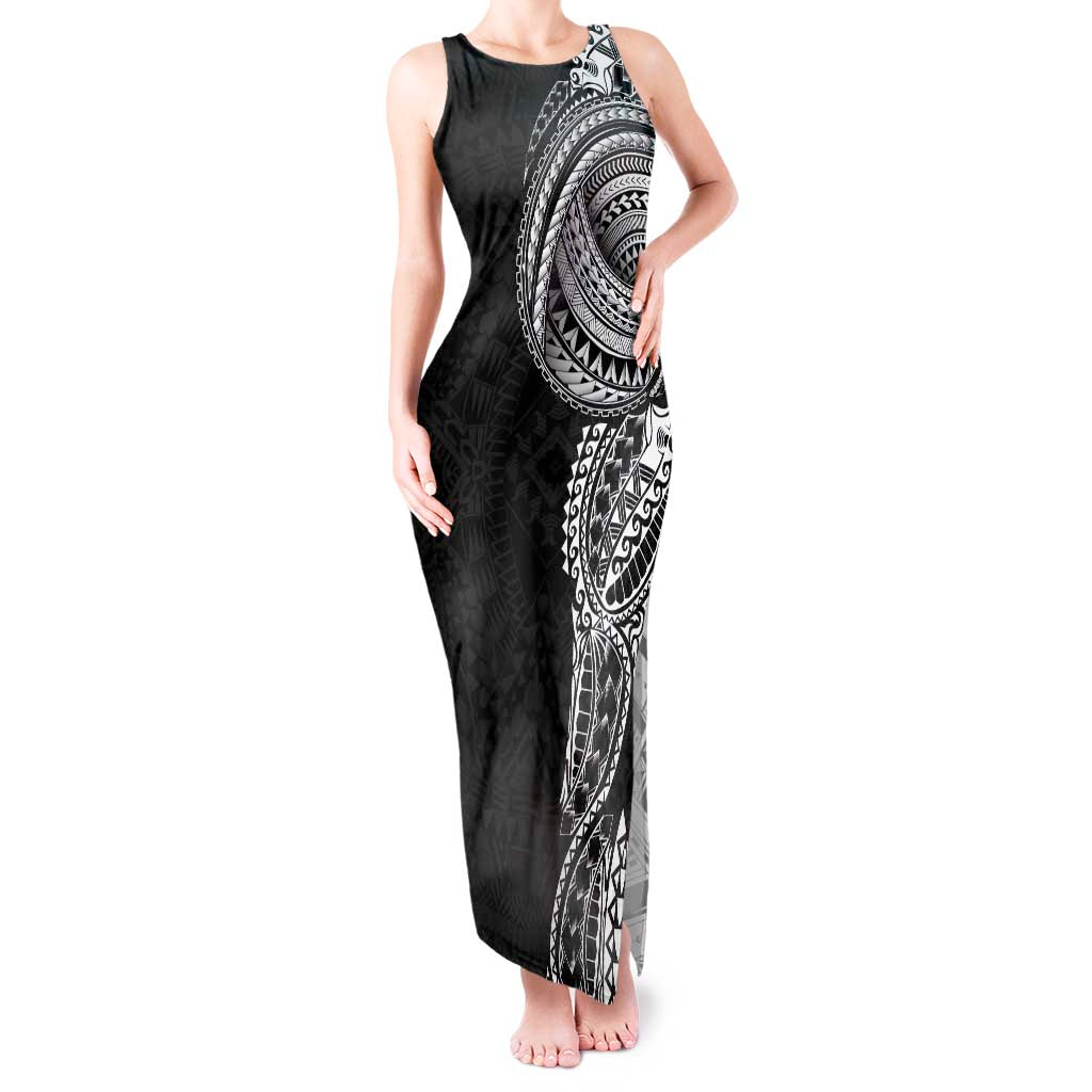 Traditional Polynesian Art Tattoos Tank Maxi Dress Black Color - Polynesian Pride
