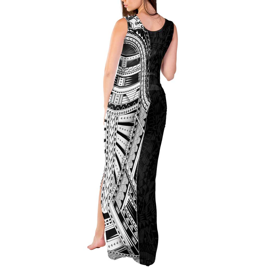 Traditional Polynesian Art Tattoos Tank Maxi Dress Black Color - Polynesian Pride