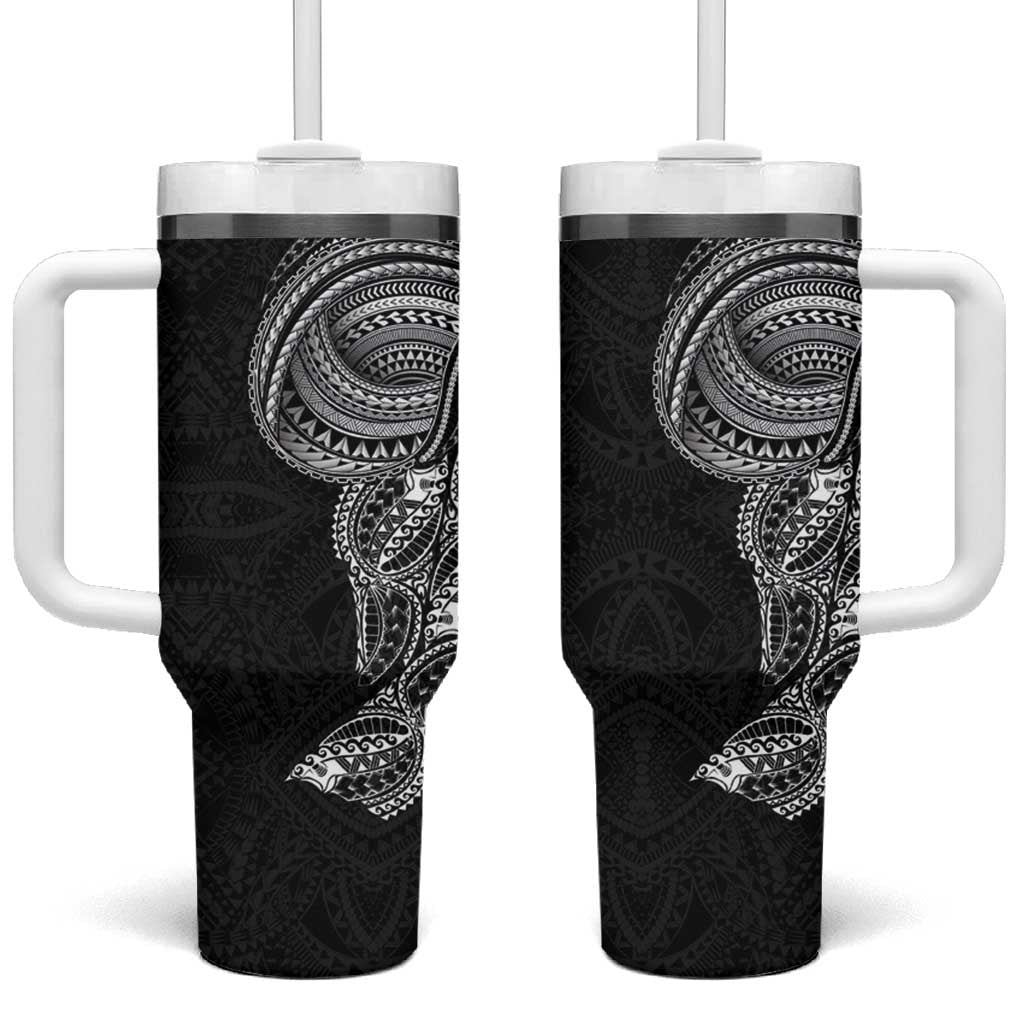 Traditional Polynesian Art Tattoos Tumbler With Handle Black Color - Polynesian Pride