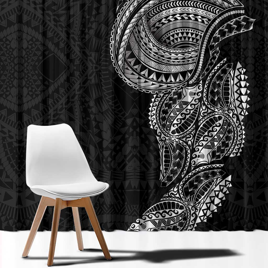 Traditional Polynesian Art Tattoos Window Curtain Black Color - Polynesian Pride