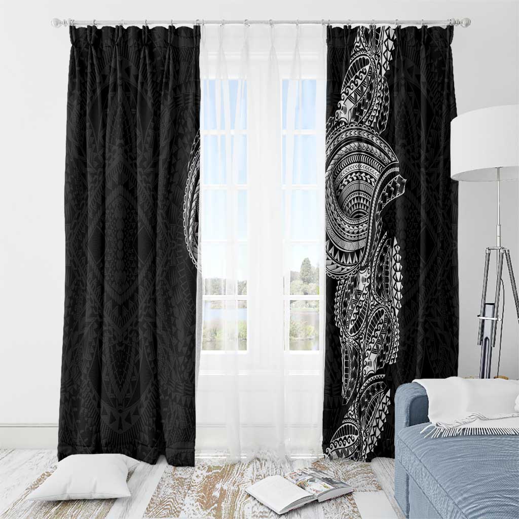 Traditional Polynesian Art Tattoos Window Curtain Black Color - Polynesian Pride