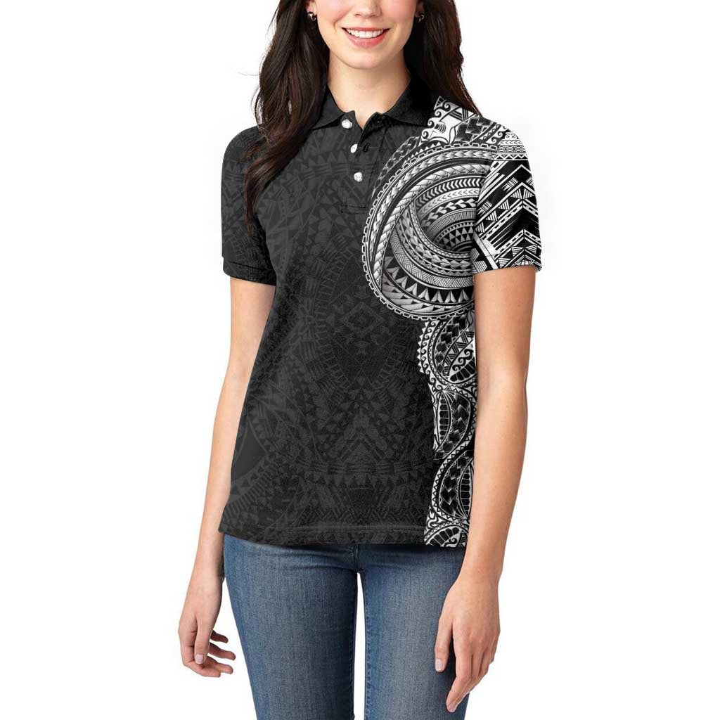 Traditional Polynesian Art Tattoos Women Polo Shirt Black Color - Polynesian Pride