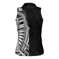 Traditional Polynesian Art Tattoos Women Sleeveless Polo Shirt Black Color - Polynesian Pride