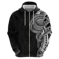 Traditional Polynesian Art Tattoos Zip Hoodie Black Color - Polynesian Pride