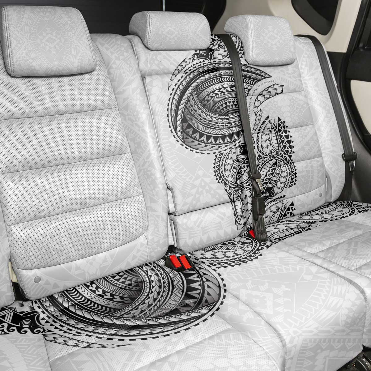 Traditional Polynesian Art Tattoos Back Car Seat Cover White Color - Polynesian Pride