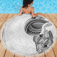 Traditional Polynesian Art Tattoos Beach Blanket White Color - Polynesian Pride