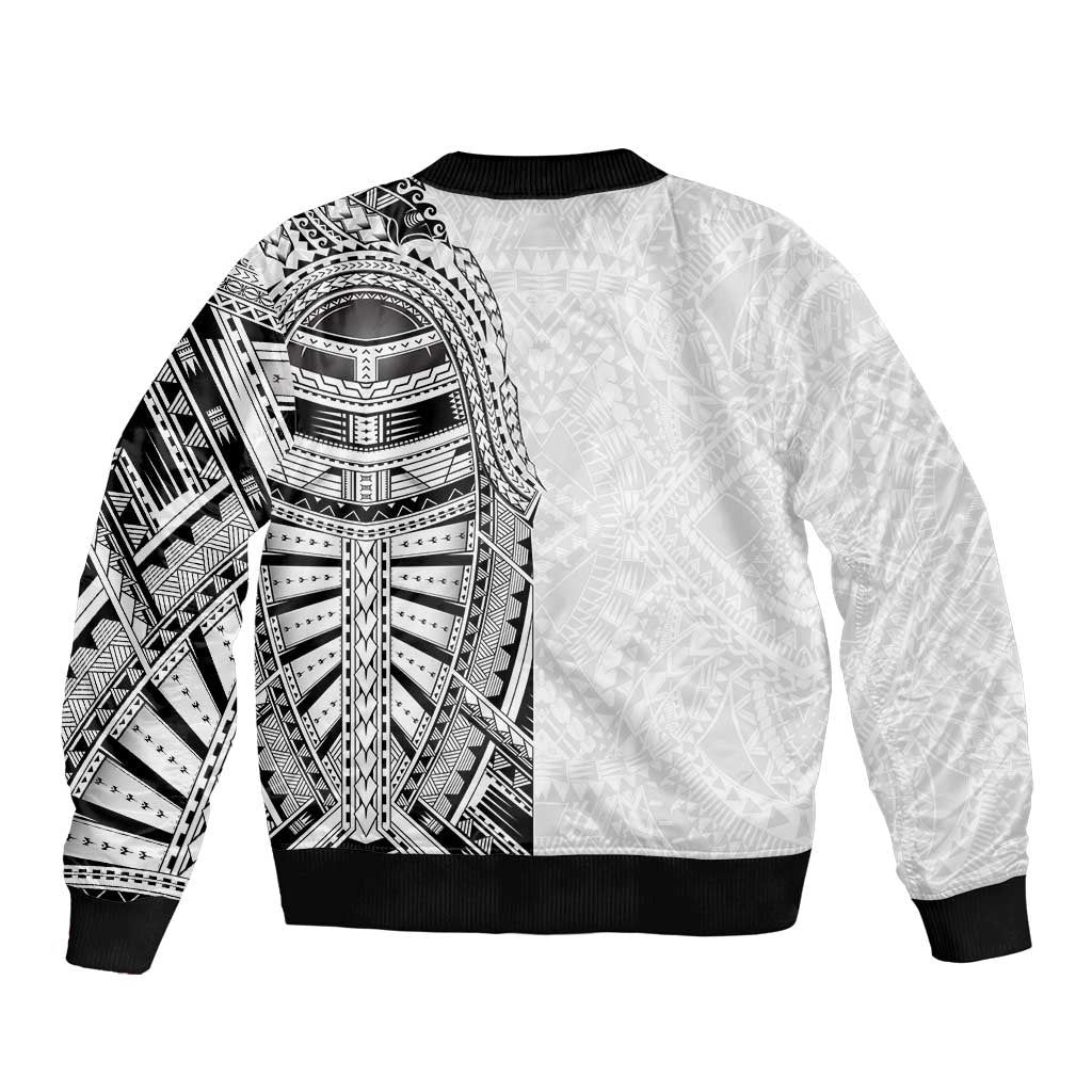Traditional Polynesian Art Tattoos Bomber Jacket White Color - Polynesian Pride