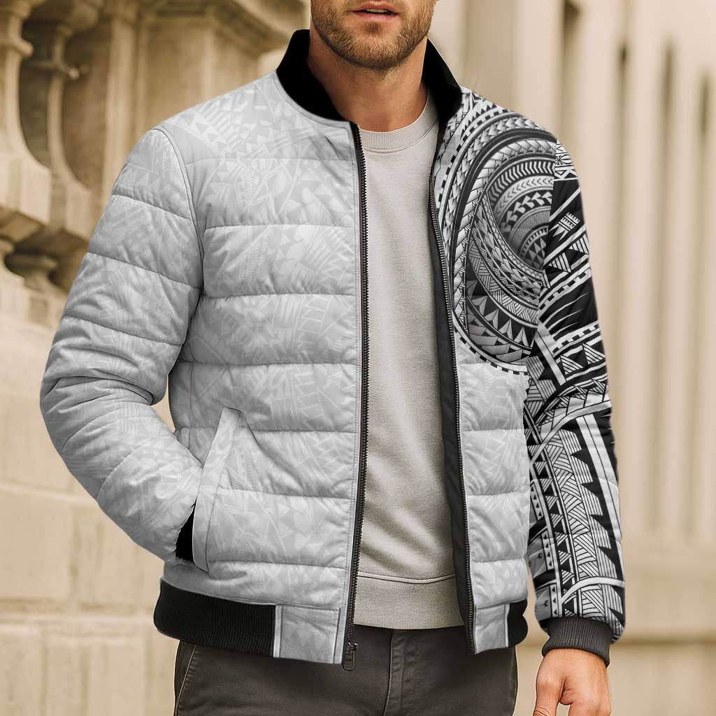 Traditional Polynesian Art Tattoos Bomber Puffer Jacket White Color - Polynesian Pride