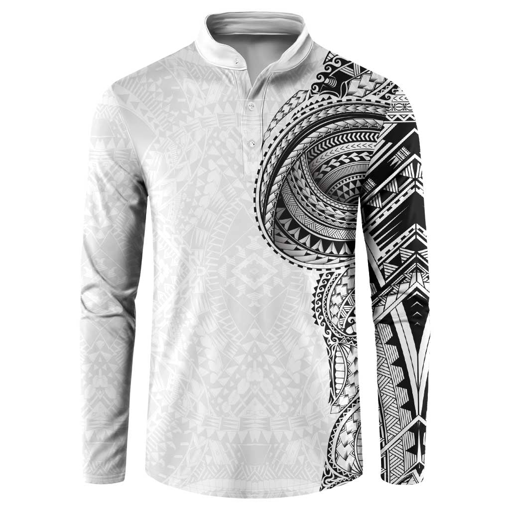 Traditional Polynesian Art Tattoos Button Sweatshirt White Color - Polynesian Pride