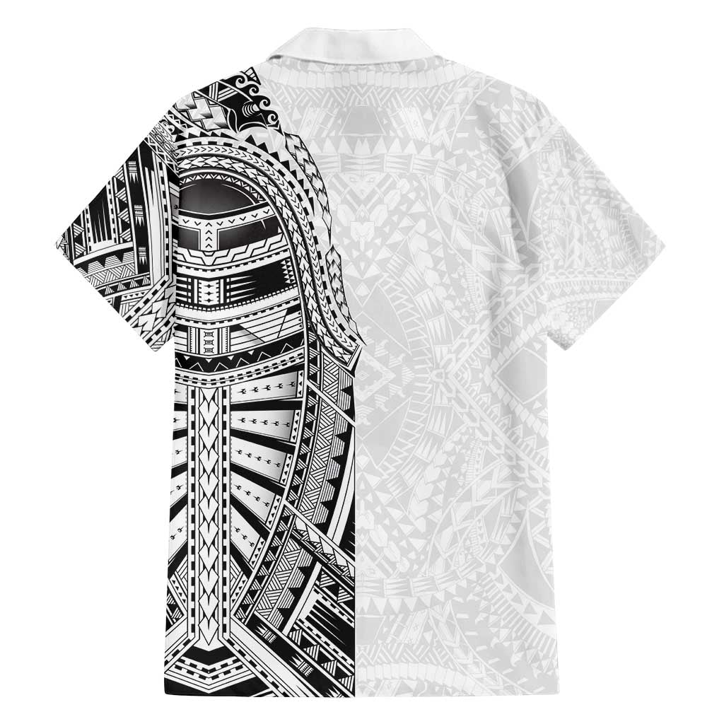 Traditional Polynesian Art Tattoos Family Matching Off Shoulder Short Dress and Hawaiian Shirt White Color - Polynesian Pride