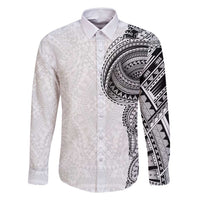 Traditional Polynesian Art Tattoos Family Matching Off Shoulder Short Dress and Hawaiian Shirt White Color - Polynesian Pride