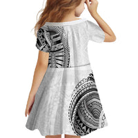 Traditional Polynesian Art Tattoos Family Matching Short Sleeve Bodycon Dress and Hawaiian Shirt White Color - Polynesian Pride