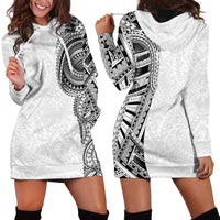 Traditional Polynesian Art Tattoos Hoodie Dress White Color - Polynesian Pride