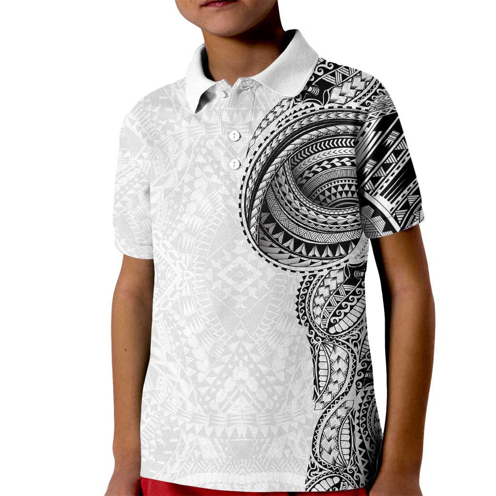 Traditional Polynesian Art Tattoos Kid Polo Shirt White Color - Polynesian Pride