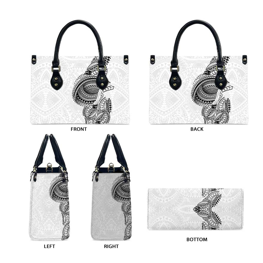 Traditional Polynesian Art Tattoos Leather Bag White Color - Polynesian Pride