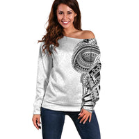 Traditional Polynesian Art Tattoos Off Shoulder Sweater White Color - Polynesian Pride