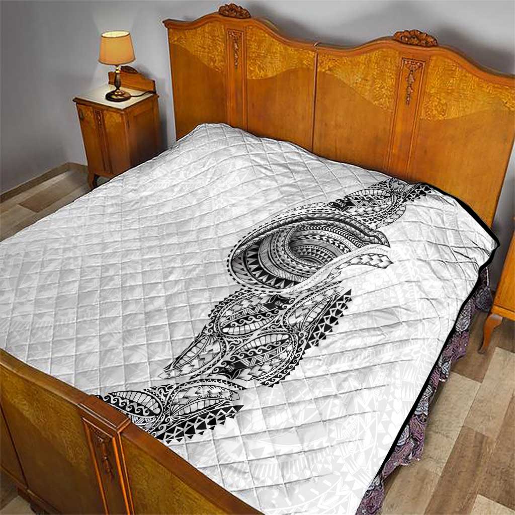 Traditional Polynesian Art Tattoos Quilt White Color - Polynesian Pride
