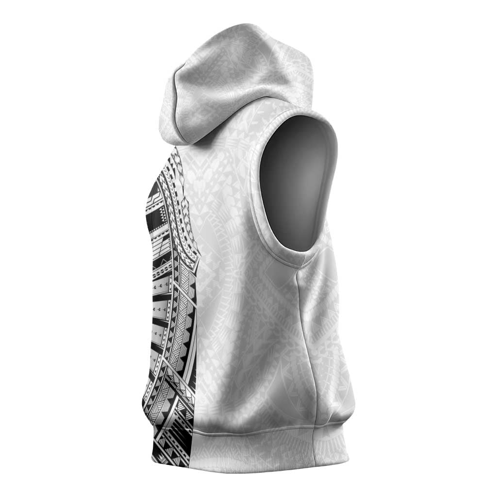Traditional Polynesian Art Tattoos Sleeveless Hoodie White Color - Polynesian Pride