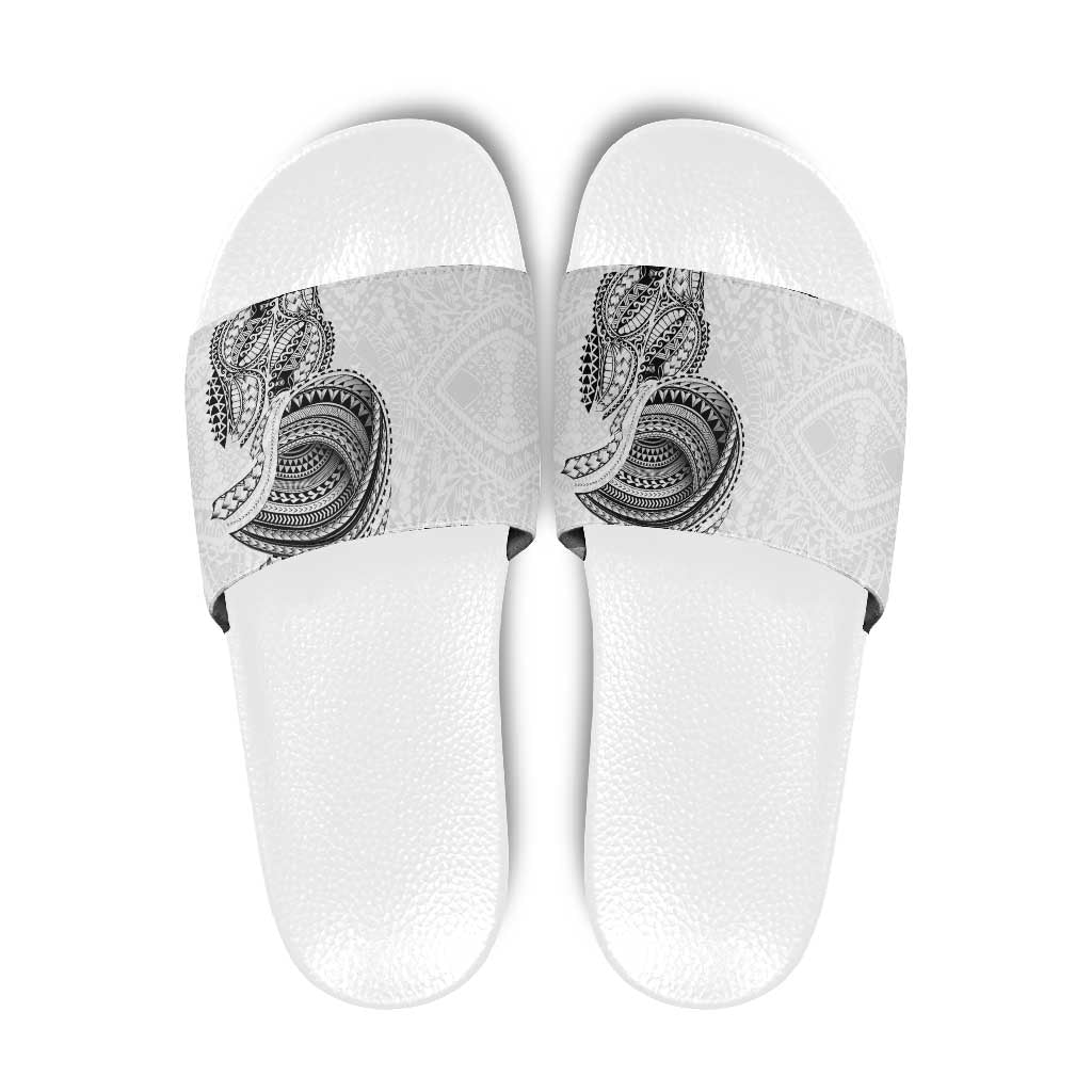 Traditional Polynesian Art Tattoos Slide Sandals White Color - Polynesian Pride