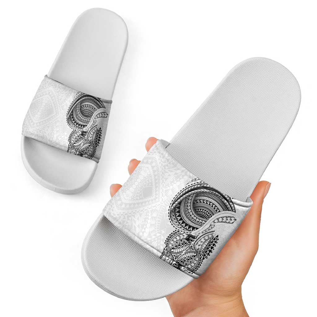 Traditional Polynesian Art Tattoos Slide Sandals White Color - Polynesian Pride