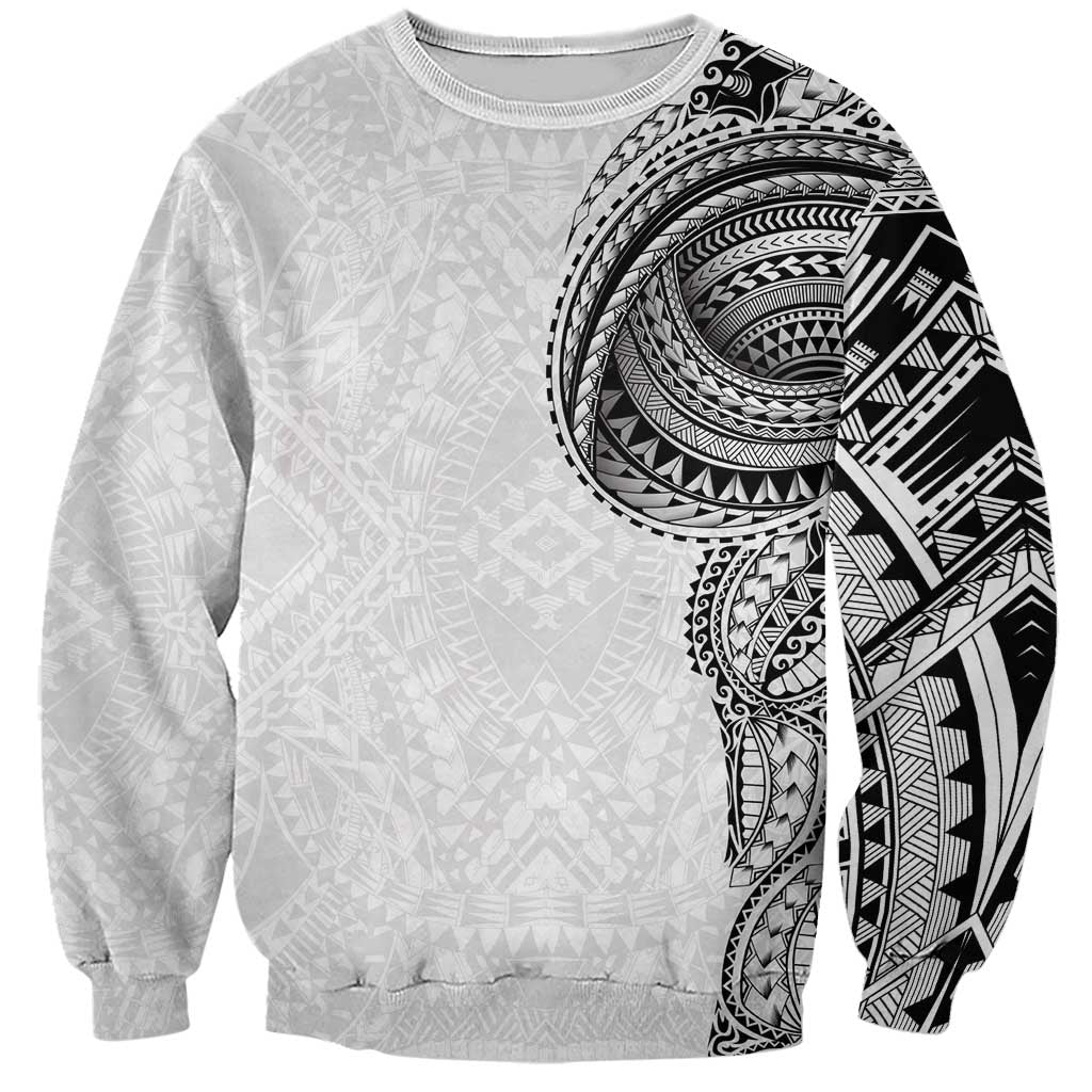 Traditional Polynesian Art Tattoos Sweatshirt White Color - Polynesian Pride