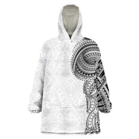 Traditional Polynesian Art Tattoos Wearable Blanket Hoodie White Color - Polynesian Pride