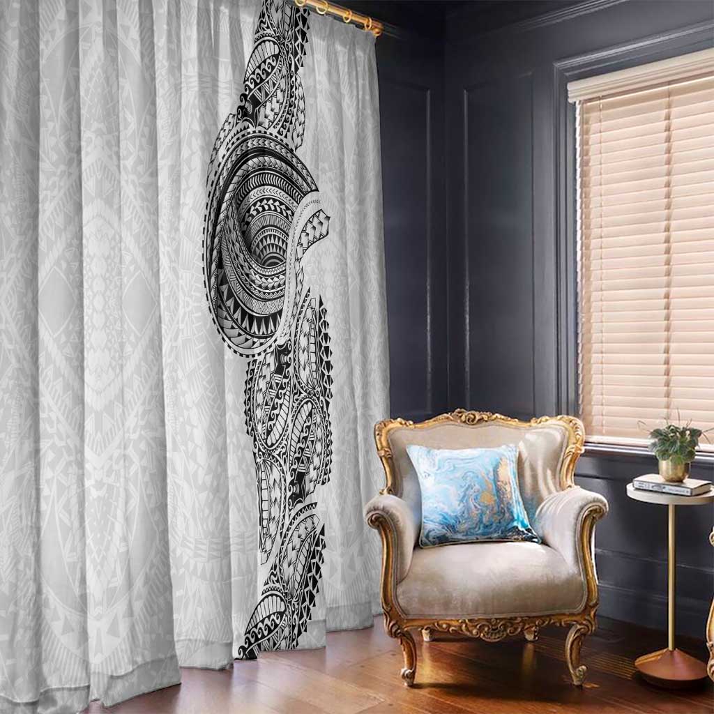 Traditional Polynesian Art Tattoos Window Curtain White Color - Polynesian Pride