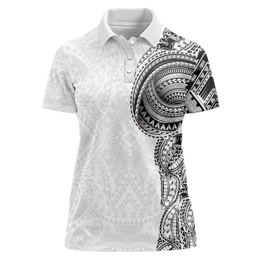 Traditional Polynesian Art Tattoos Women Polo Shirt White Color - Polynesian Pride