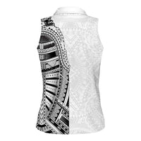 Traditional Polynesian Art Tattoos Women Sleeveless Polo Shirt White Color - Polynesian Pride