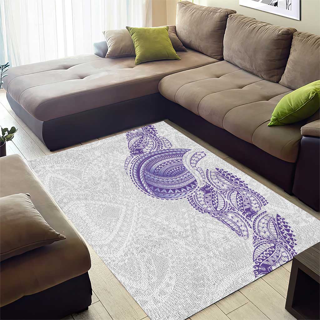 Traditional Polynesian Art Tattoos Area Rug Purple Color - Polynesian Pride