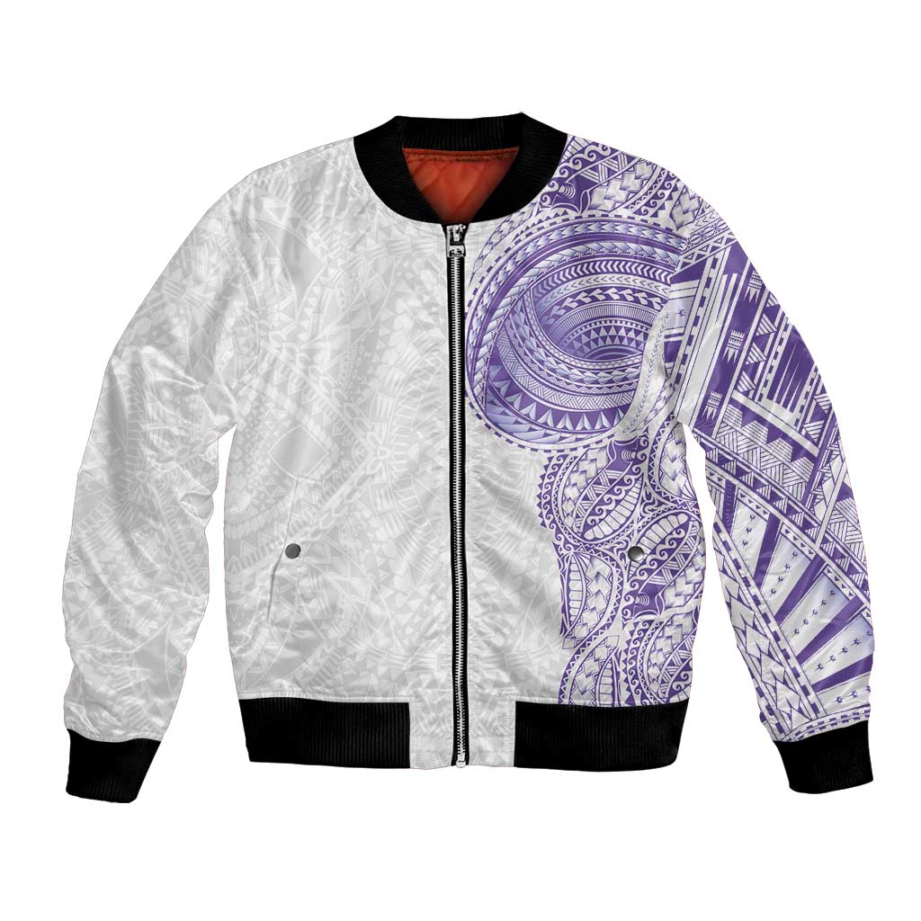 Traditional Polynesian Art Tattoos Bomber Jacket Purple Color - Polynesian Pride