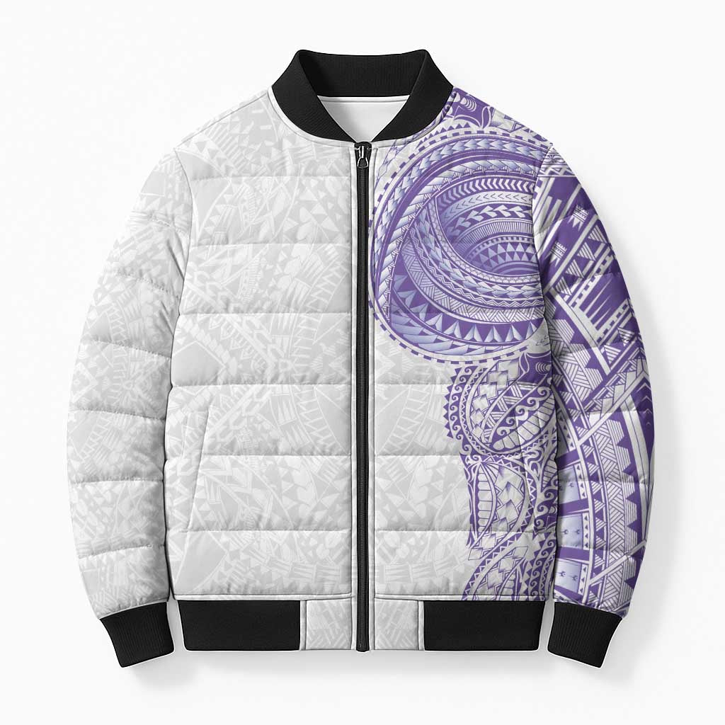 Traditional Polynesian Art Tattoos Bomber Puffer Jacket Purple Color - Polynesian Pride