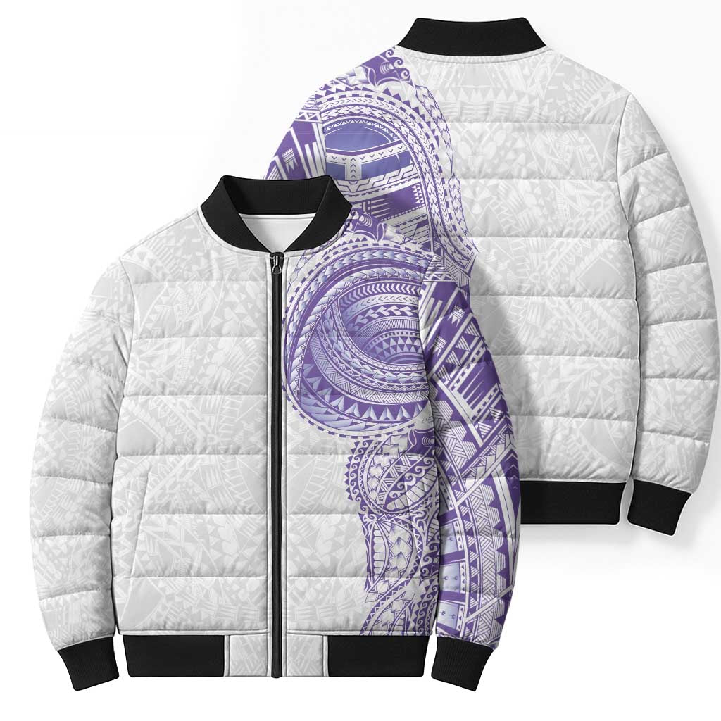 Traditional Polynesian Art Tattoos Bomber Puffer Jacket Purple Color - Polynesian Pride